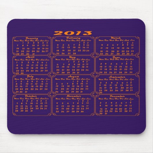 Tapis De Souris Pourpre du calendrier 2013 (Devant)