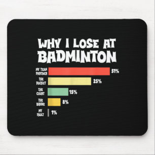 Tapis De Souris Pourquoi je perds au badminton Excuses drôles Vola