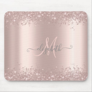 Tapis De Souris Poussière de glitter argentée moderne Monogramme o