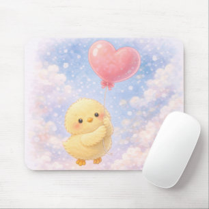 Tapis de souris poussin adorable tenant un ballon
