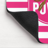 Tapis De Souris Pouvoir des filles - Pink-White & Gold Stripes Mou (Coin)