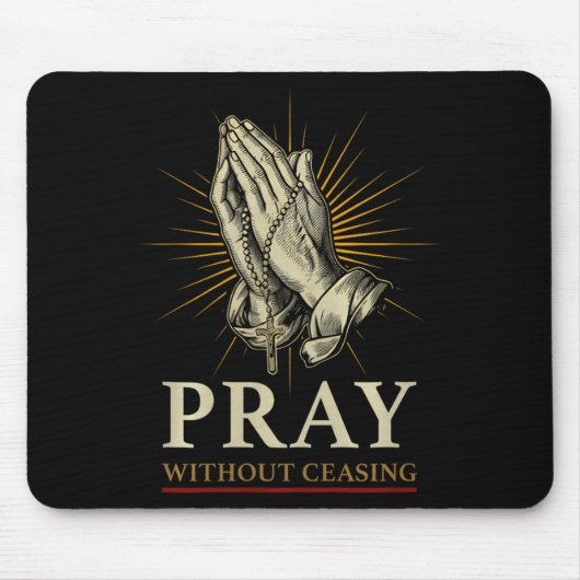 Tapis De Souris Praying Hands Jesus Cross Rosary Faith Devotion Pr (Devant)