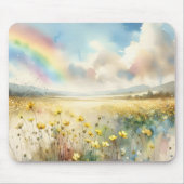 Tapis De Souris Pré fleur sauvage avec arc-en-ciel (Devant)