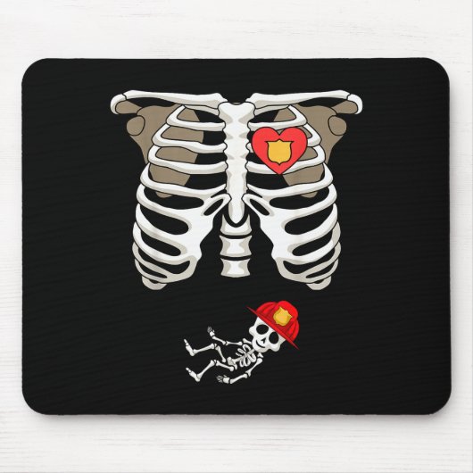 Tapis De Souris Pregnancy Skeleton Rib Funny Firefighter Bump Shir (Devant)