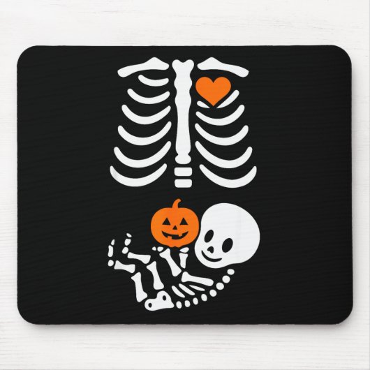 Tapis De Souris Pregnant Skeleton Baby Bump Funny Halloween Tee  (Devant)