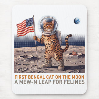 Tapis De Souris Premier chat Bengal sur la Lune - Félin spatial ré