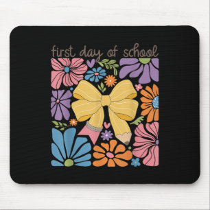 Tapis De Souris Premier Jour D'école Coquette Bow Boho Floral Dos