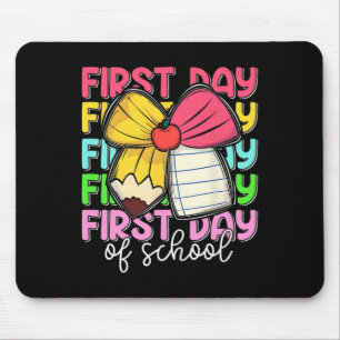 Tapis De Souris Premier Jour D'école Professeurs Crayon Arc Retour