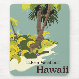 Tapis De Souris Prenez des vacances affiche de voyage vintage Hawa