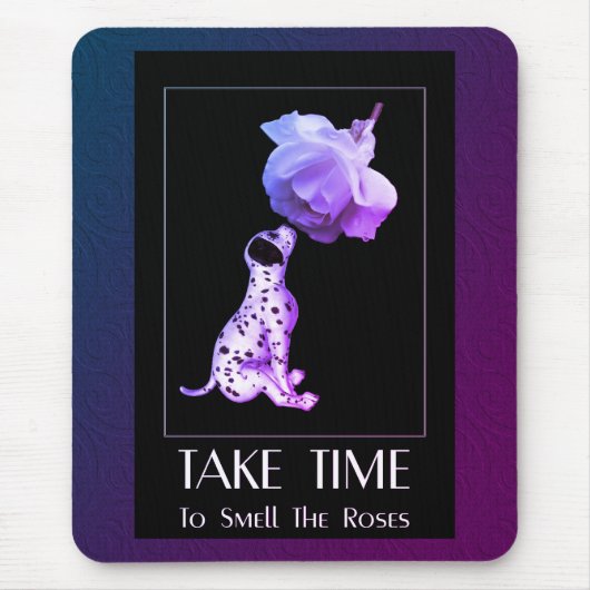Tapis De Souris Prenez Le Temps Chiot Et Rose Inspiration (Devant)