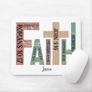 Tapis De Souris Prénom   Mignons Versets de la Bible colorés Typog