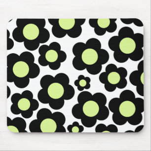 Tapis De Souris Preppy Black Neon vert Hippie Motif