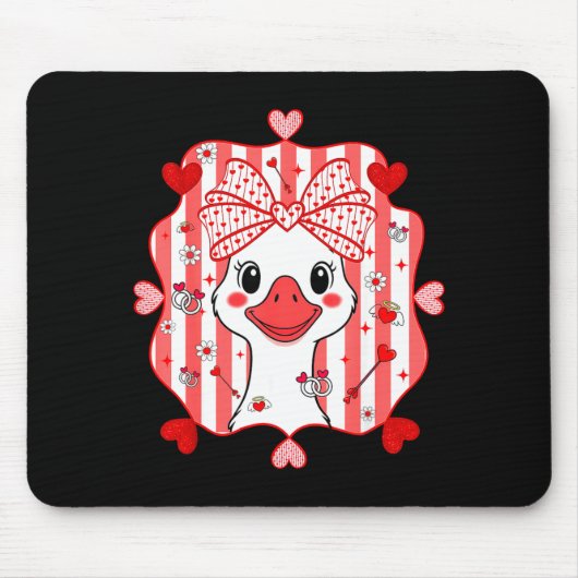 Tapis De Souris Preppy Cute Goose Coquette Bow Valentine's Day Wom (Devant)