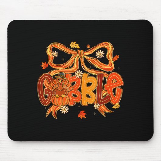 Tapis De Souris Preppy Gobble Coquette Bow Turkey Thanksgiving Fal (Devant)