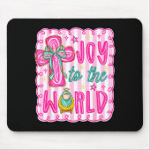 Tapis De Souris Preppy Joy To The World Christian Christmas Cross (Devant)