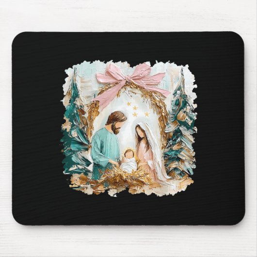 Tapis De Souris Preppy Painted Christian Nativity Scene God Faith  (Devant)