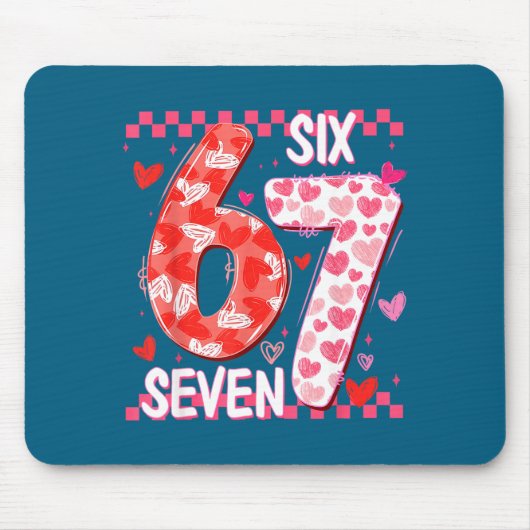 Tapis De Souris Preppy Retro Coquette Bow 6 7 Six Seven Love Valen (Devant)