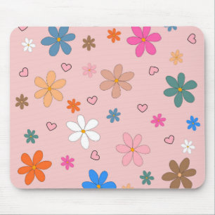 Tapis De Souris Préppy rose coloré Flower Heart Y2K Motif