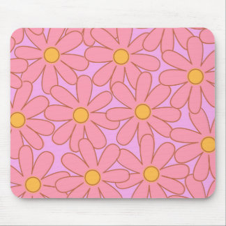 Tapis De Souris Preppy rose violet Floral simple Motif de fleurs