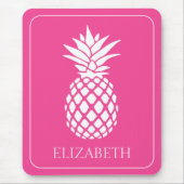 Tapis De Souris Preppy White Pineapple on Pink (Devant)