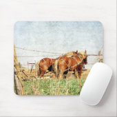 Tapis De Souris Prêt Pour Le Travail, Deux Chevaux De Brouillon (Avec souris)