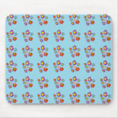 Tapis De Souris Pretty Ladybug and Flowers Light Blue Pattern (Devant)