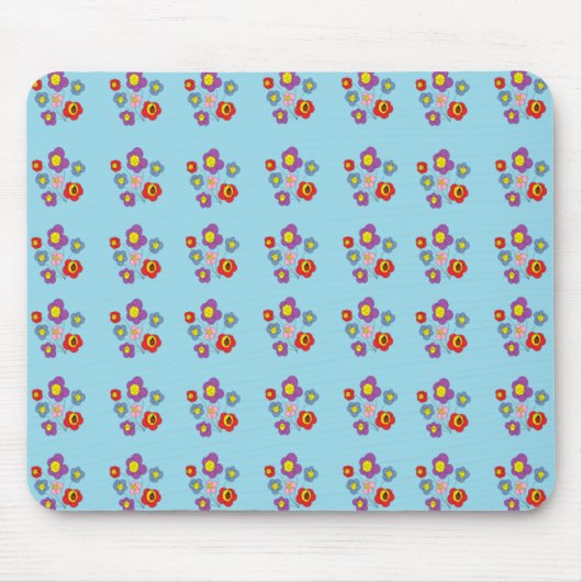 Tapis De Souris Pretty Ladybug and Flowers Light Blue Pattern (Devant)