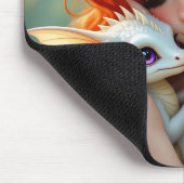 Tapis De Souris Pretty Red Haired Fairy with Dragon (Coin)