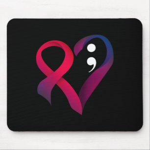 Tapis De Souris Prévention du suicide Coeur Semicolon Santé mental