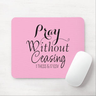 Tapis De Souris Prière Bible Verset Prière chrétienne Clair rose