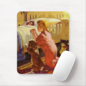 Tapis De Souris Prières au coucher, Fille avec chiot, Religion Vin (Avec souris)