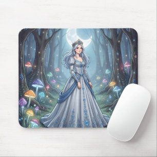Tapis De Souris Princesse bleu argent dans la forêt