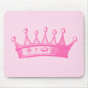 Tapis De Souris Princesse magenta Crown sur l'arrière - plan rose