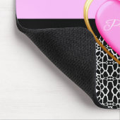 Tapis De Souris Princesse noire rose Girly Giraffe Print et nom (Coin)