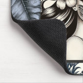 Tapis De Souris Princesse Polynésienne Fleurie Tribale Bleue (Coin)