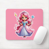 Tapis De Souris Princesse Rose Avec Baguette Magique Et Tiara (Avec souris)
