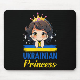 Tapis De Souris Princesse ukrainienne Fille d'Ukraine Drapeau ukra