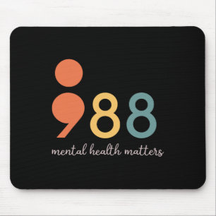Tapis De Souris Problèmes de santé mentale 988 Semicolon Préventio