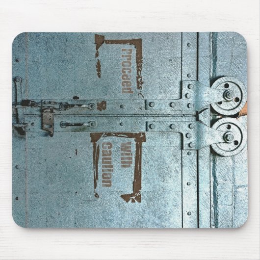 Tapis De Souris Procéder avec prudence porte industrielle gris ble (Devant)