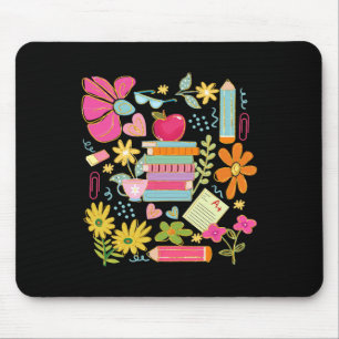 Tapis De Souris Professeur de fleurs Boho Livre Apple Pencil Drôle