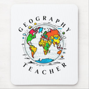 Tapis De Souris Professeur de géographie avec Globe coloré