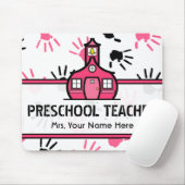 Tapis De Souris Professeur préscolaire rose et noir Mousepad de (Avec souris)