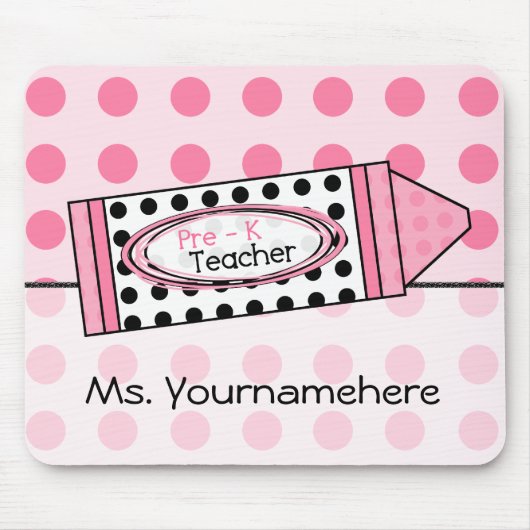 Tapis De Souris Professeur rose Mousepad de Pre-K de crayon de (Devant)