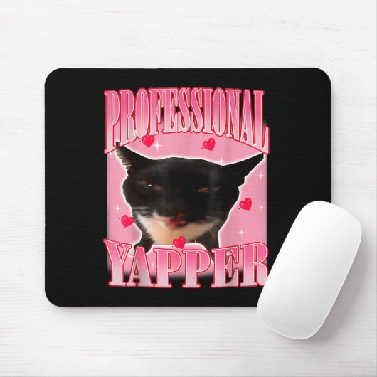 Tapis De Souris Professional Yapper Cat Funny Oddly Specific Dank  (Avec souris)