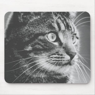 Tapis De Souris Profil tabby   Gros yeux   Noir et blanc