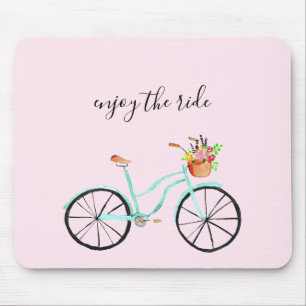 Tapis De Souris Profitez de la promenade Aquarelle Vélo Panier mig
