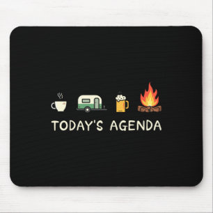 Tapis De Souris Programme du jour Café Feu de camp Amateur de bièr