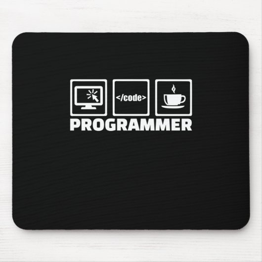 Tapis De Souris Programmeur Écrire Code Et Boire Café (Devant)