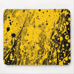 Tapis De Souris Projections de peinture noire et jaune
