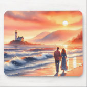 Tapis De Souris Promenade au phare du coucher de soleil côtier rom (Devant)